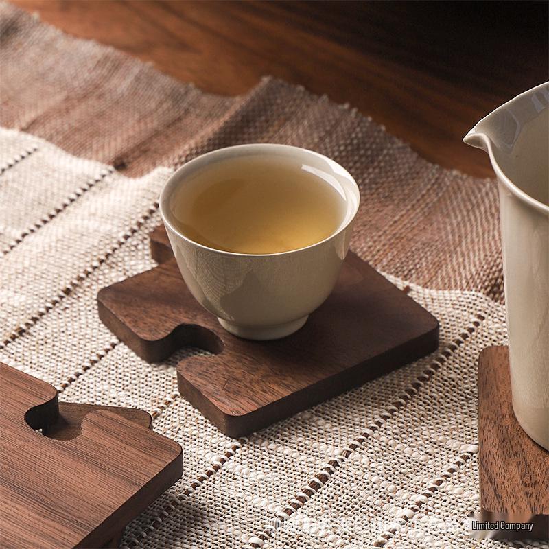 Black Walnut Tea Ceremony Coaster - Japanese Style Wood Insulation Mat and Tray