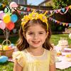 Flower Headband Princess Rhinestone Inlaid Multi-Petal 3D Flowers Lightweight Comfortable Hair Hoop Girls Party Accessory Transparent Plastic
