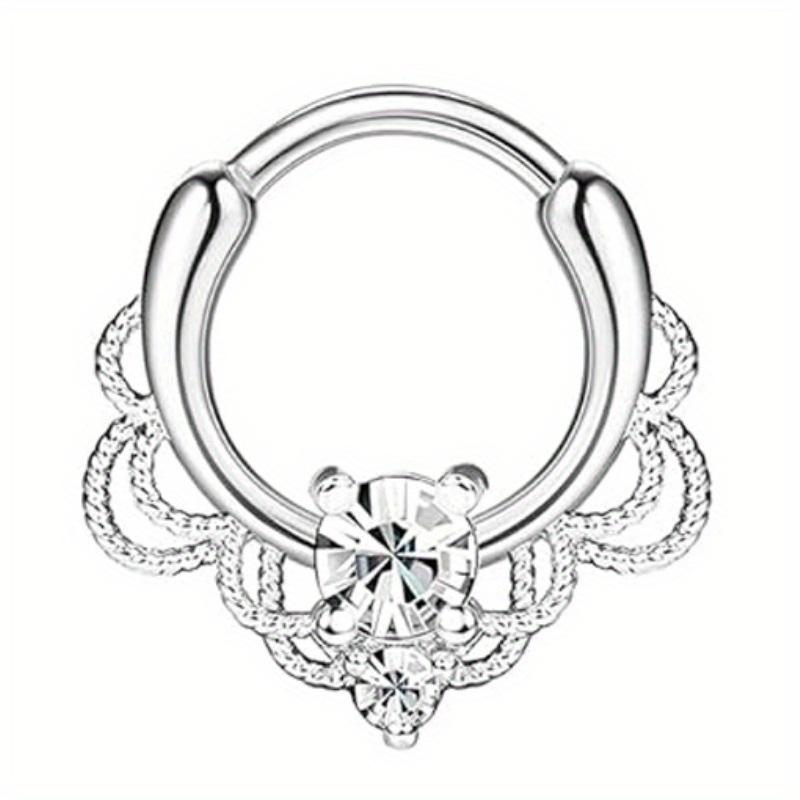 Drperfect Surgical Steel Septum Rings for Women Men Small Cute CZ Dangle Septum Nose Lip Helix Tragus Cartilage Piercing Zircon