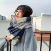 Blue Grid Imitation Cashmere Scarf for Female Korean Female Winter Ladies Winter Students Japanese