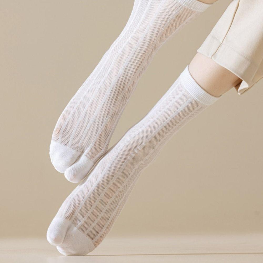Sweet Two Toe Socks Simple Summer Thin Socks Solid Color Split Toe Tube Socks  Daily