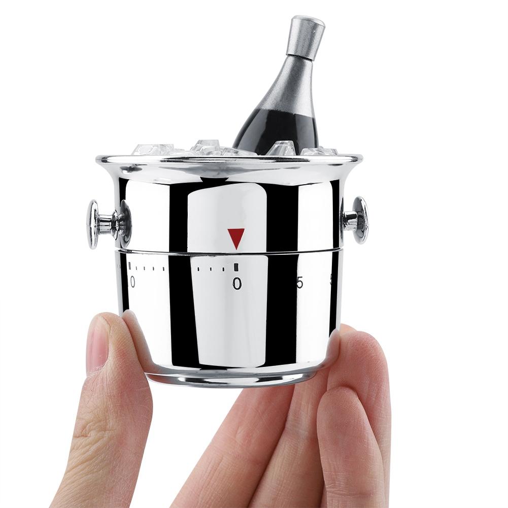 Bucket Shaped 60 Minutes Kitchen Timer Stainless Steel Mechanical Wind up Timer Time Reminder