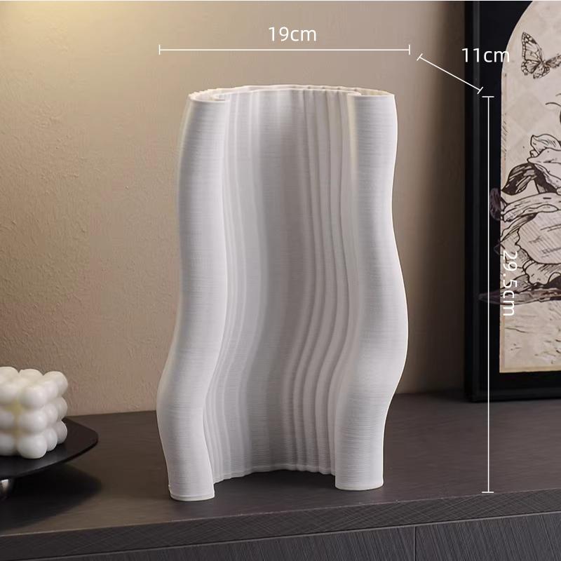 Трехмерная Геометрическая Плиссированная Керамическая Ваза Цветочный Горшок Керамические Поделки Волнистая Форма Ваза для Цветов Домашний Декор