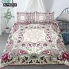 Mandala Duvet Cover Set King Polyester Tie Dye Paisley Quilt Cover Purple Boho Hippie Trippy Floral Exotic Style Bedding Set