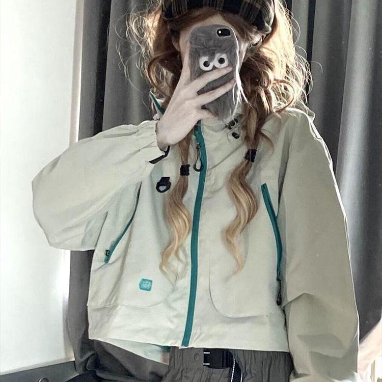 

Women s Short Windbreaker Jacket - 2025 Spring/Autumn Korean Style Versatile Workwear (Small) S 80-90 cm