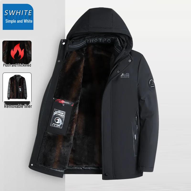Men's Winter Fleece-Lined Hooded Puffer Jacket