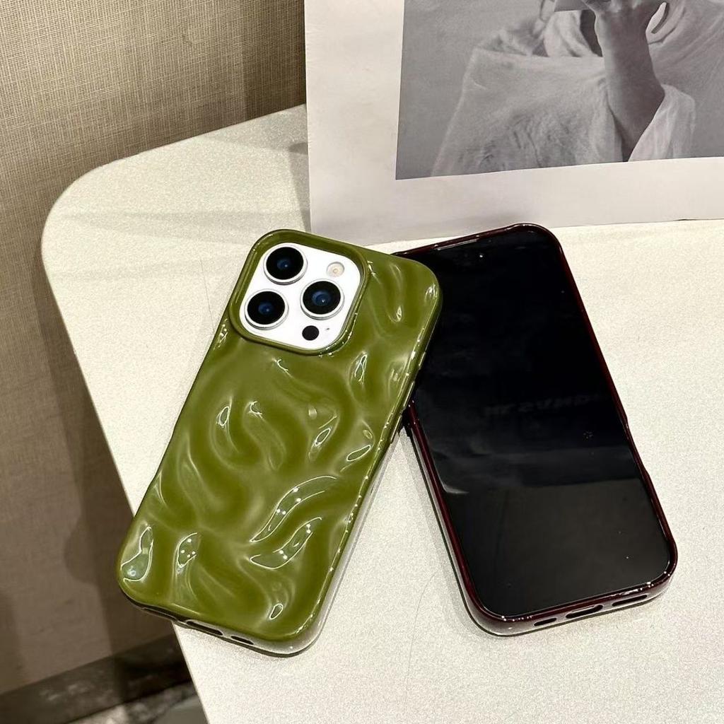 Three-dimensional Meteorite Pattern Solid Color Suitable for Apple 16promax Mobile Phone Case 15 All-inclusive 14 Soft 13 Simple 1211 Tide Xs