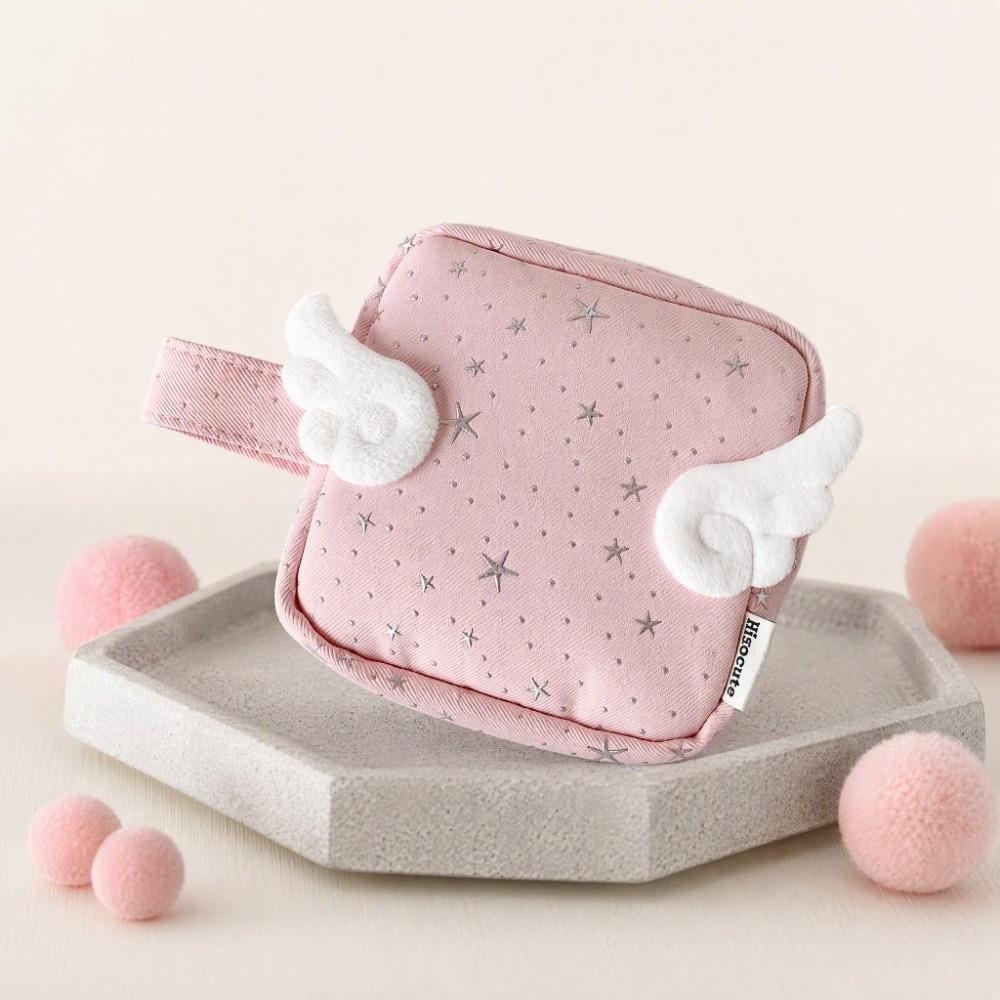 Y2K Print Wings Star Dots Storage Bag Desktop Storage Storage Pouch Data Cable Digital Bag Student