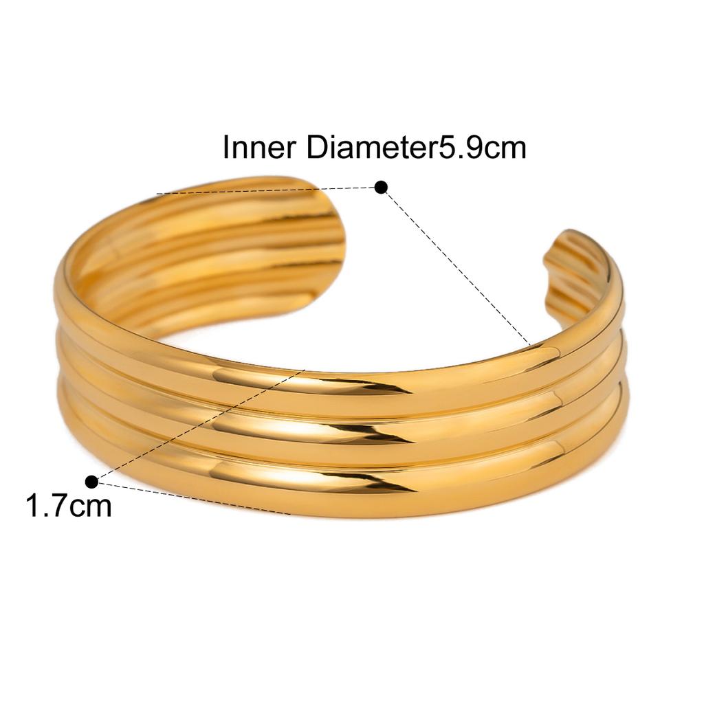 Fashion Stainless Steel Metal Cuff Bangle Bracelet Gold Color Texture Fashion Chic Jewelry Gala Gift Waterproof