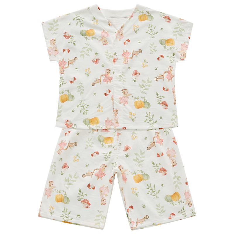Labi Kids' Summer Gauze Short Sleeve Capri Loungewear Set