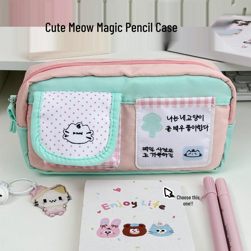 Japanese Anime Magic Cat Large Pencil Case for Students