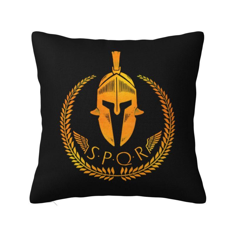 Custom Nordic Gold Roman Imperial Eagle Cushion Cover For Sofa Soft Spqr Medallion Edition Over Black Leather Pillow Case