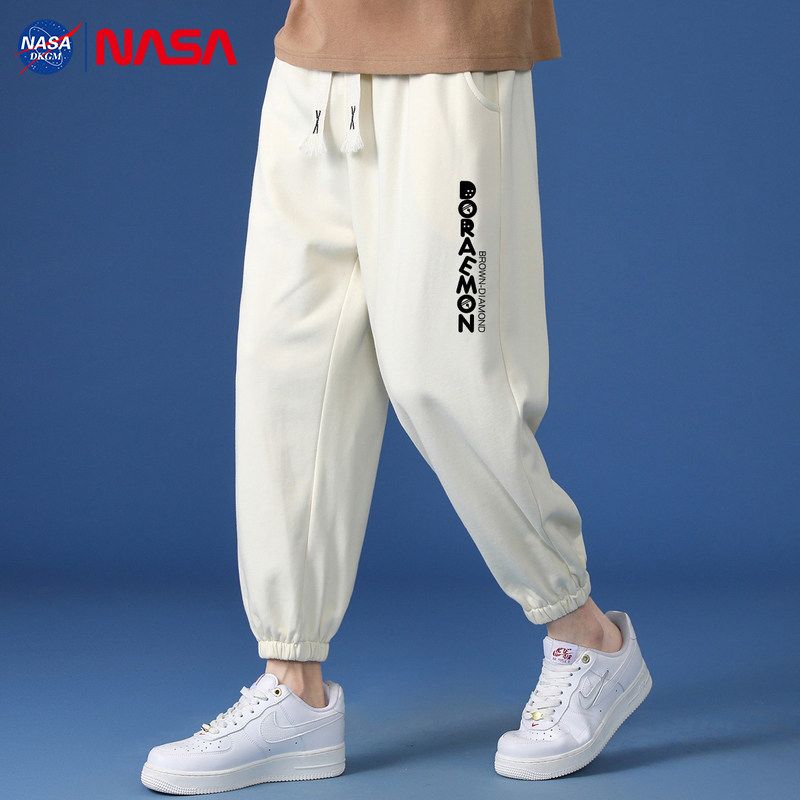 NASA Joint-Name Men's Sweatpants Summer Ice Silk Thin New Sports Men's Pants Spring and Autumn Capri Casual Trousers