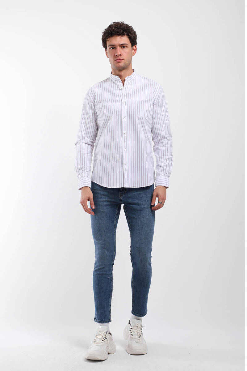 

Мужская рубашка с классическим воротником, тонкая прямая полоска, сушеная роза XXL роза розовый