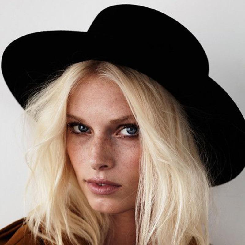 Buy Fashion Wool Flat Top Hat For Women 