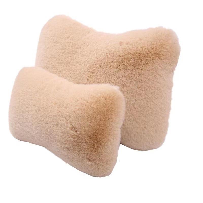 Car Seat Neck Rest Pillow Winter Plush Car Headrest Plush Warmth and Comfort Universal Lumbar Pillow Support Accessories Back