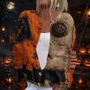 Damen Strickjacke mit langen Ärmeln und Halloween-Print, Pullover mit Knopfleiste für Herbst-Party-Outfits