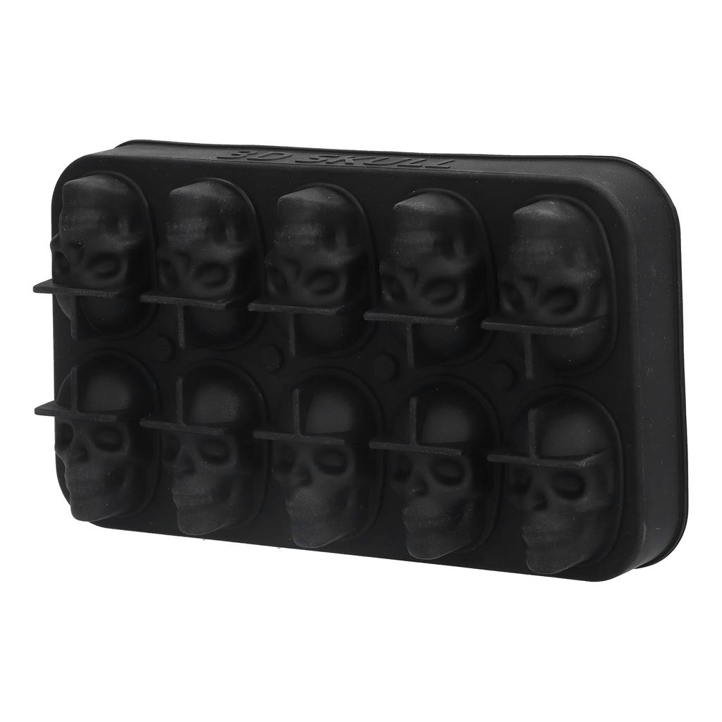 10 Grids Ice Cube Mold Silicone Black Professional Skull Ice Cube Mold for Halloween Home Bar