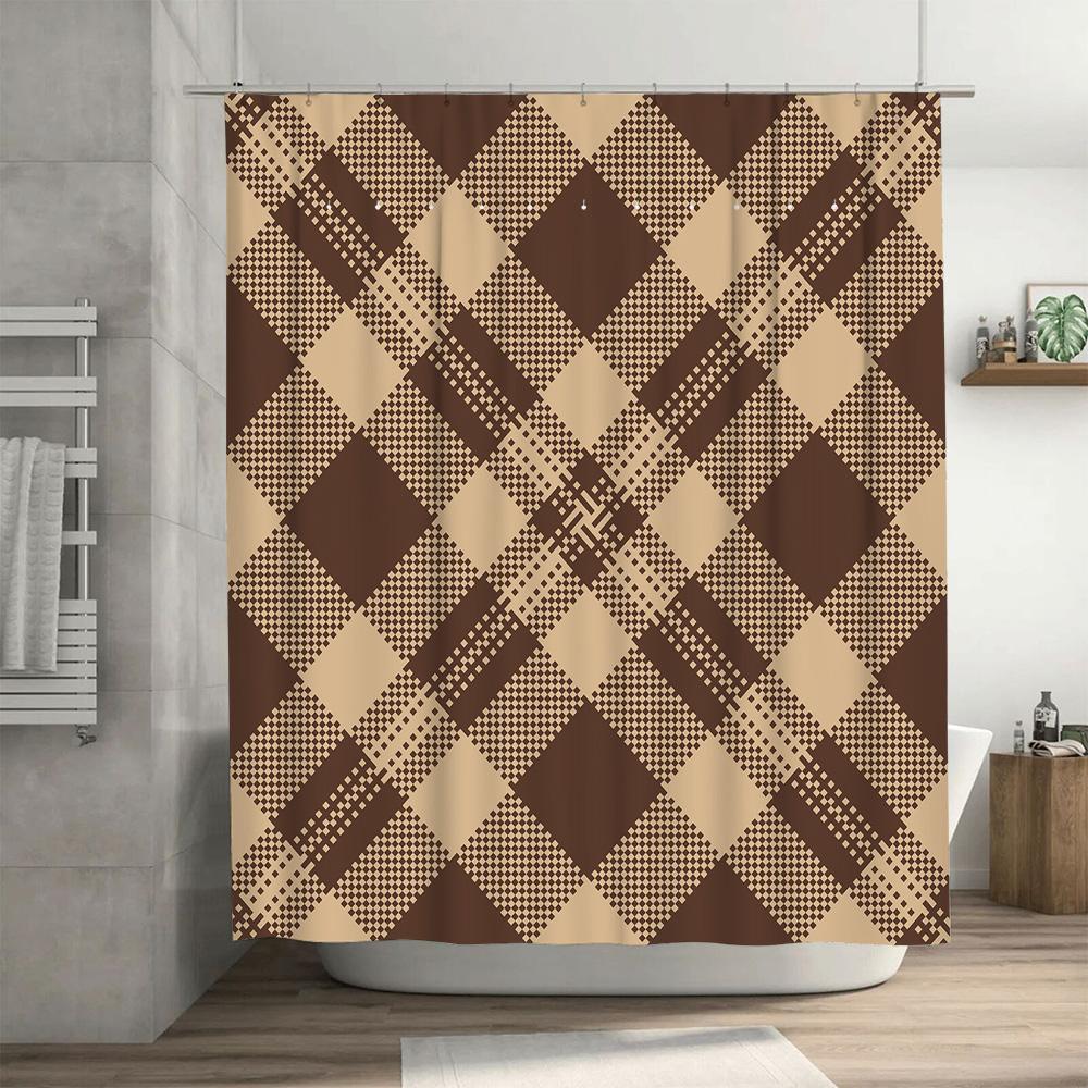 Black Gold Shower Curtain with Diamond Pattern 3D Printed Waterproof Fabric for Bathroom Decor Customize Size (Customizable Siz