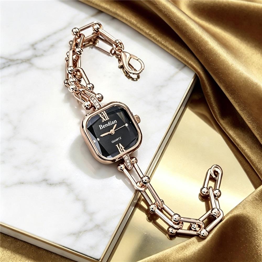 Premium, Niche Bracelet Style Wristwatch, Light Luxury, Creative Square Watch Chain Terms, Women s Quartz Watch, Women s Watch чёрный