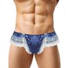 Men's Sissy Frilly Ruffled Lace Trim Crossdress Underwear G-String Thongs Briefs Panties