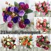 21 Heads Artificial Rose Garden Flower Arrangement Decor Home Decorative Flowers Artificial Silk Rose Artificial Rose Flowers