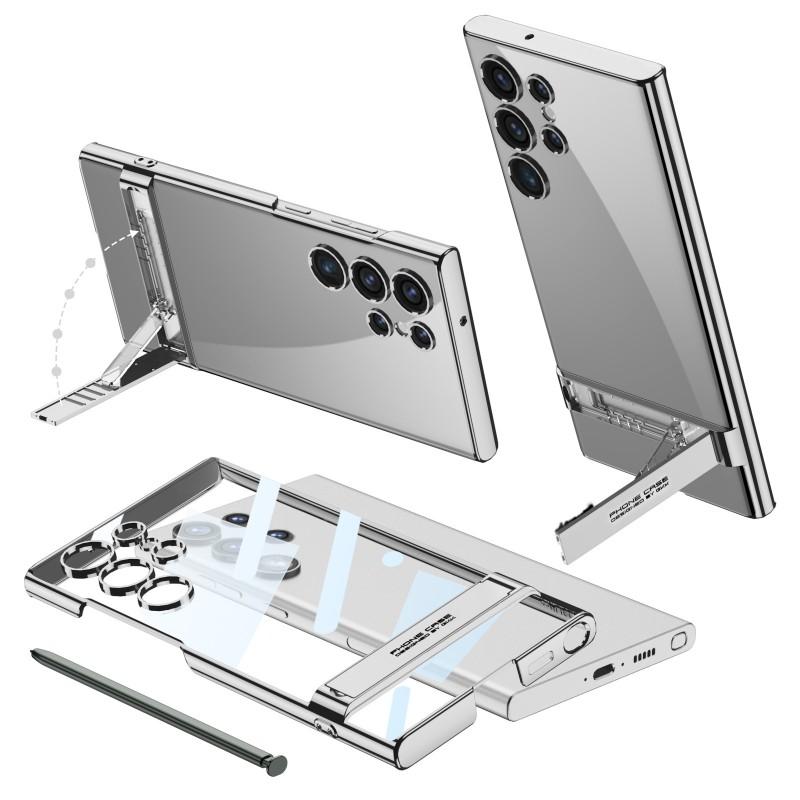 Transparent Electroplated Phantom Case Galaxy S24 Ultra With Precision Cutouts Kickstand Support