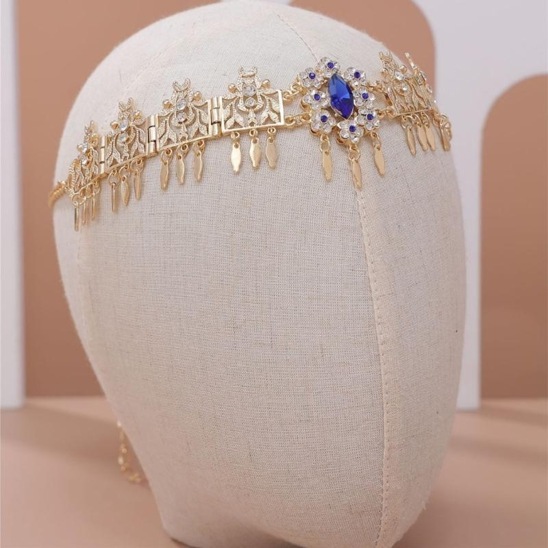Luxurious Middle Eastern Bridal Head Accessory With Shimmering Rhinestones Hair Jewelry for Wedding Ceremony Dressingup