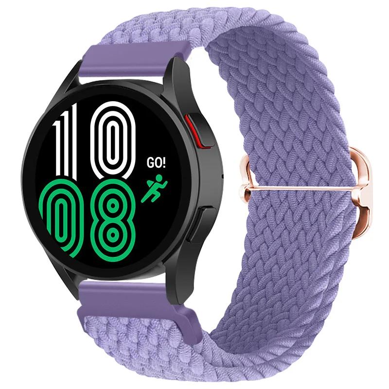 20mm Braided Solo Loop Strap for Samsung Galaxy Watch 6/5/4 44mm 40mm/Classic 47mm 43mm 46mm42mm Nylon Bracelet Watch 5 Pro 45mm
