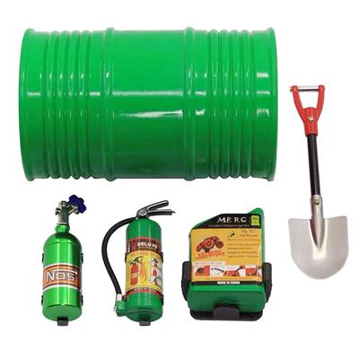 Haruhana RC Car Accessories for Rock Racer/Rock Crawler 1/10 Scale: Drum, Fuel Tank, Fire Extinguisher, and Shovel (Set of 5, Green)
