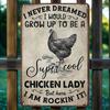 Vintage Chicken Lady Tin Sign Retro Metal Wall Art for Kitchen Farmhouse Decor