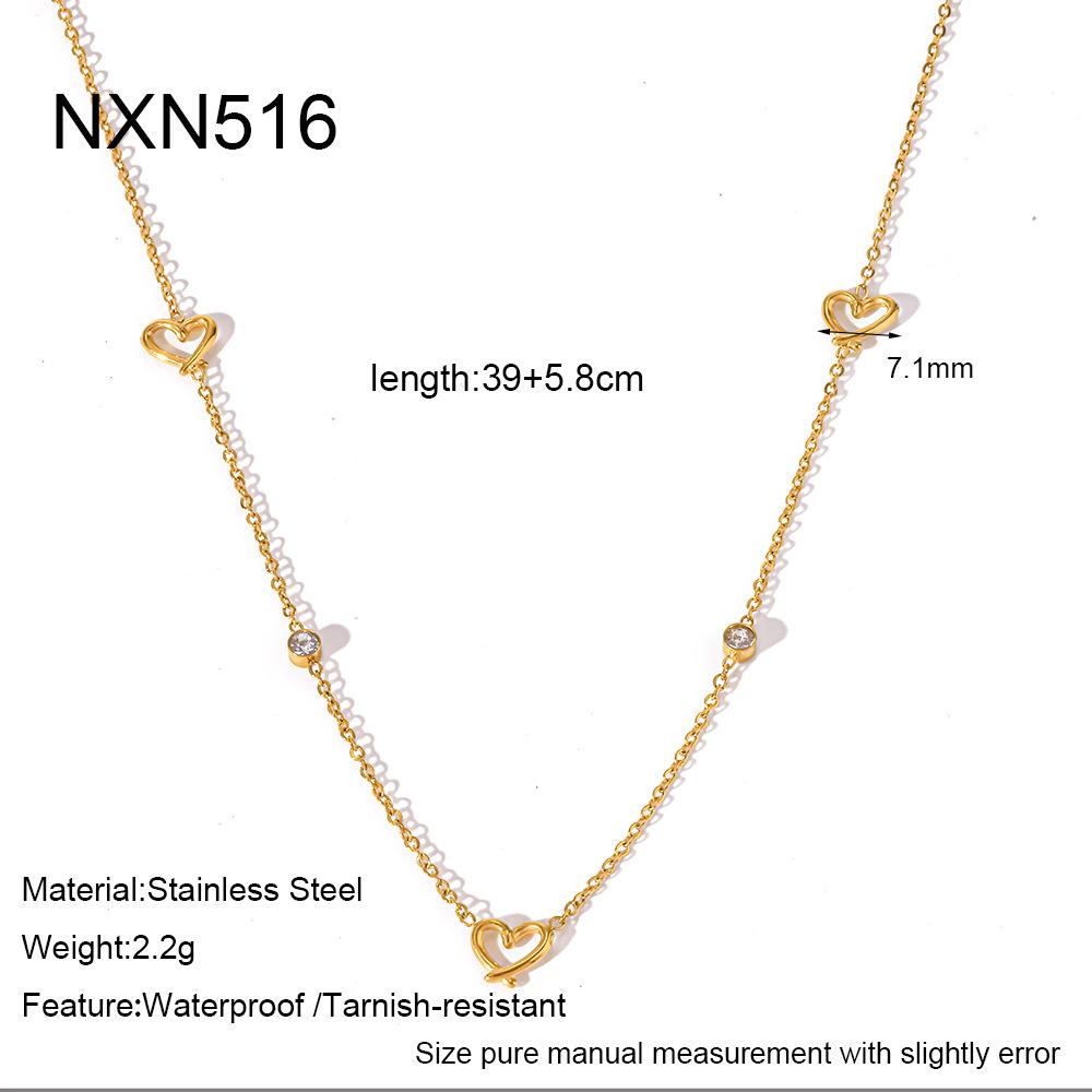 Ins Diamond-set Fashion Light Luxury Love Four-leaf Flower Petal Necklace Stainless Steel-plated 18k Gold Waterproof Jewelry
