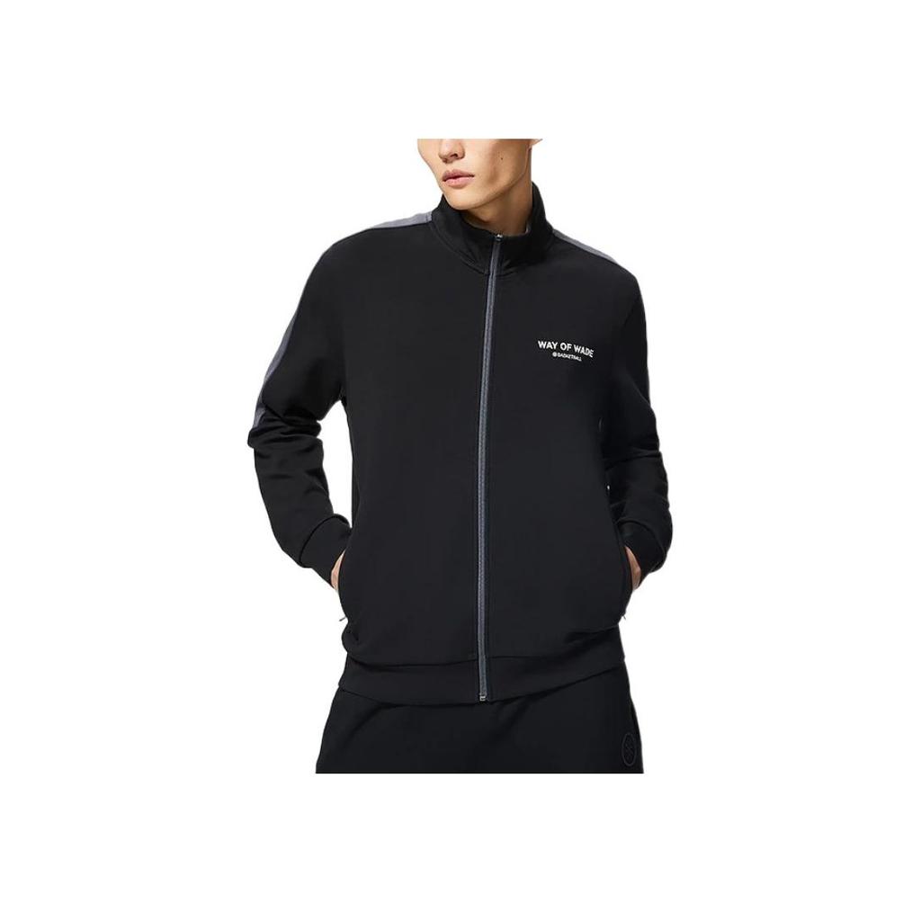 Li-Ning Wade Series Long Sleeve Stand Collar Color Block Sports Sweatshirt Men Sweatshirt Black AWDS805-1