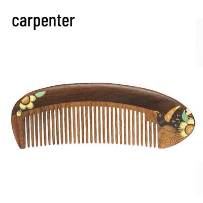 Tan Mujiang Hand-Carved Jade Sandalwood Comb Gift Set