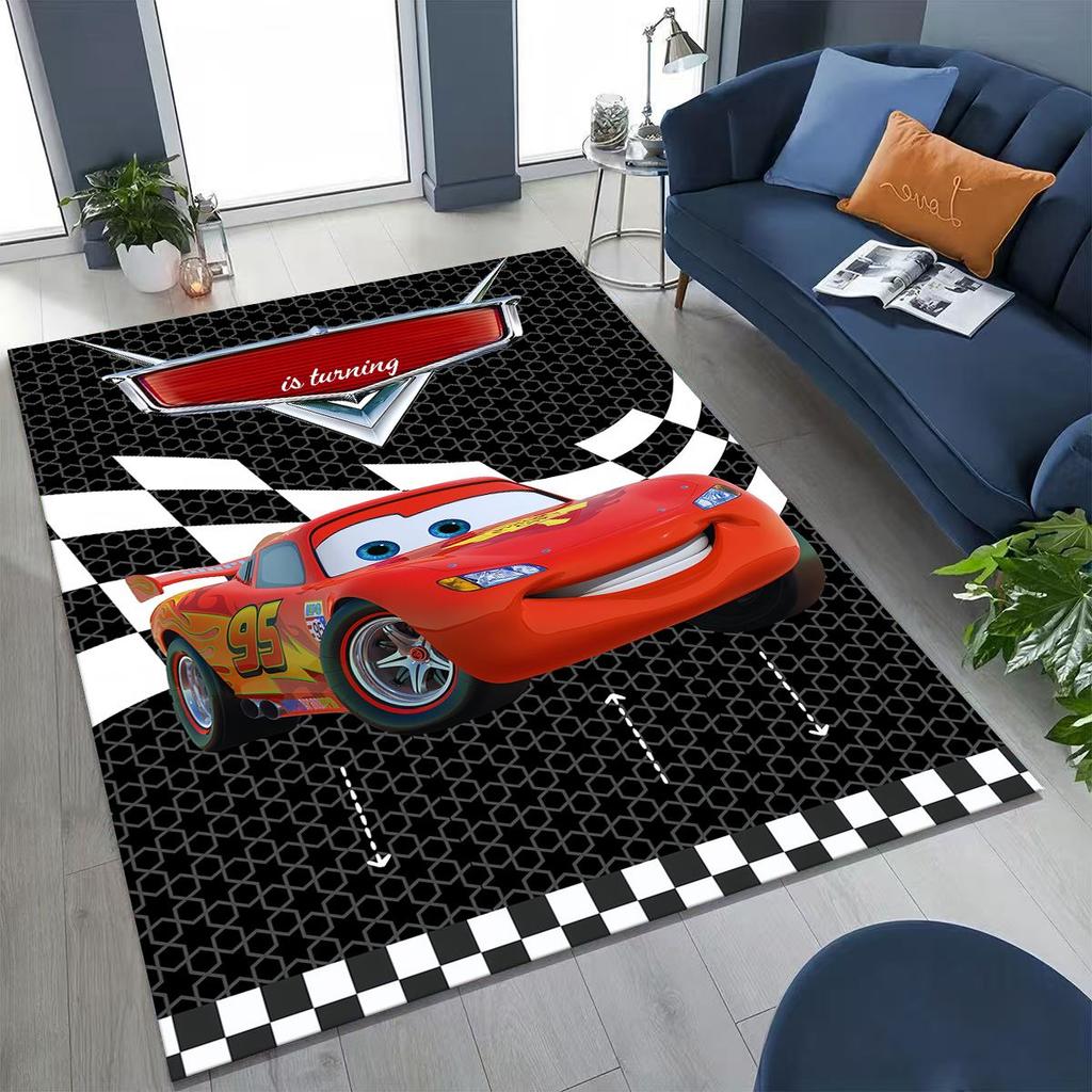 3D Lightning McQueen Cars Cartoon Rug for Bedroom Living Room Sofa Home Doormat Decor, Large Kids Play Non-slip Floor Mat Gift