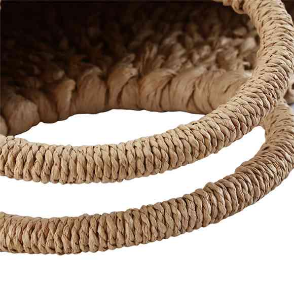 Beach Woven Rattan Bag Retro Straw Woven Bag Women Leisure Wicker Handbag Semi-circular Straw Woven Bag