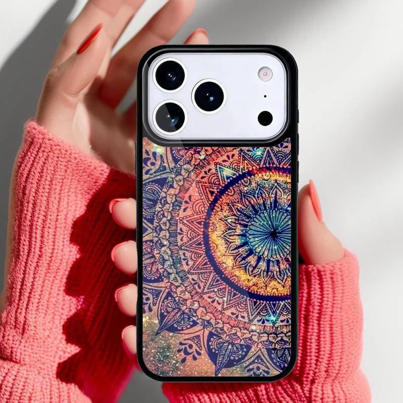 Elegant Mandala Floral Design Phone Case for iPhone 17 16 15 14 13 Pro Max Back Cover for 12 11 Pro Coque