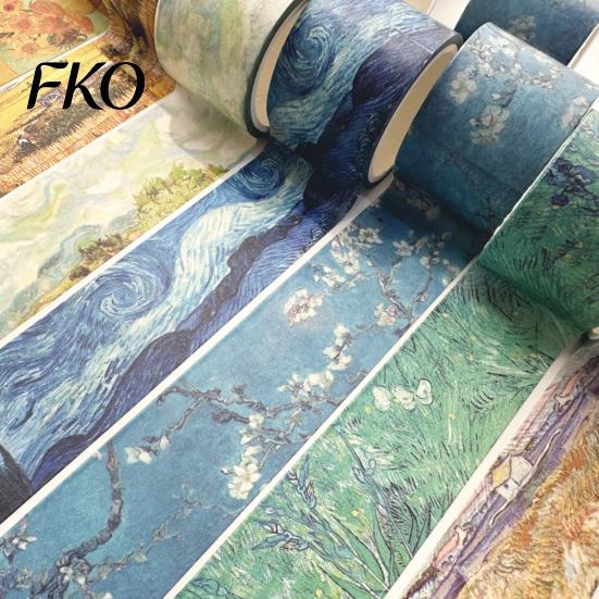 Matte Texture Tape Washi Tape,Oil Painting Decorative Masking Artist Patterns Adhesive Paper for DIY Crafts, Junk Journal, Gift Wrapping, Scrapbooking