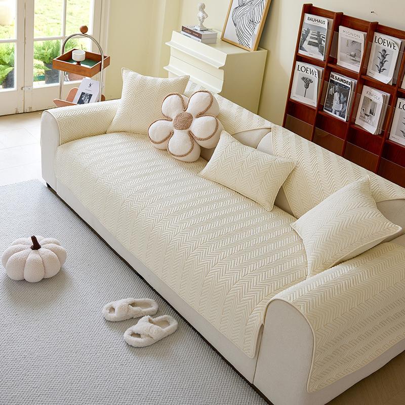 

Washed Cotton Sofa Cushion Universal Fixed Non-Slip Seat Cushion Solid Color Quilted All-Inclusive Sofa Cover Cloth Towel 70*70cm