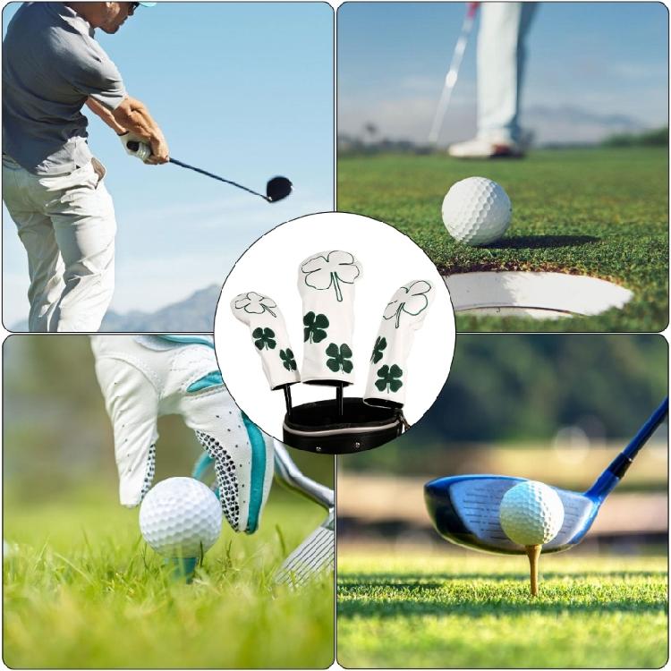 3Pcs PU Leather Golfs Club Head Cover Leaf Pattern Putter Cover Fairway Wood Headcover Hybrids Cover Golfs Accessory