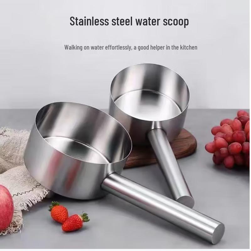 SIFAR Hong Kong Style Thickened Stainless Steel Flat Bottom Water Ladle