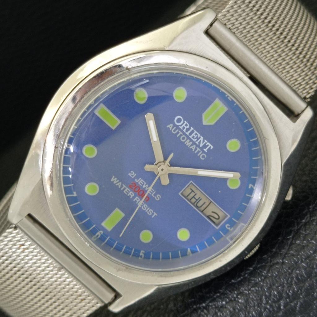 VINTAGE ORIENT AUTOMATIC 46943 JAPAN MENS BLUE COLOR DIAL WATCH a700617-5 R204-a700617