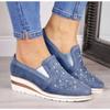 20 summer new rhinestone slope heel single shoes women's light flat lazy shoes large size medium heel women's shoes
