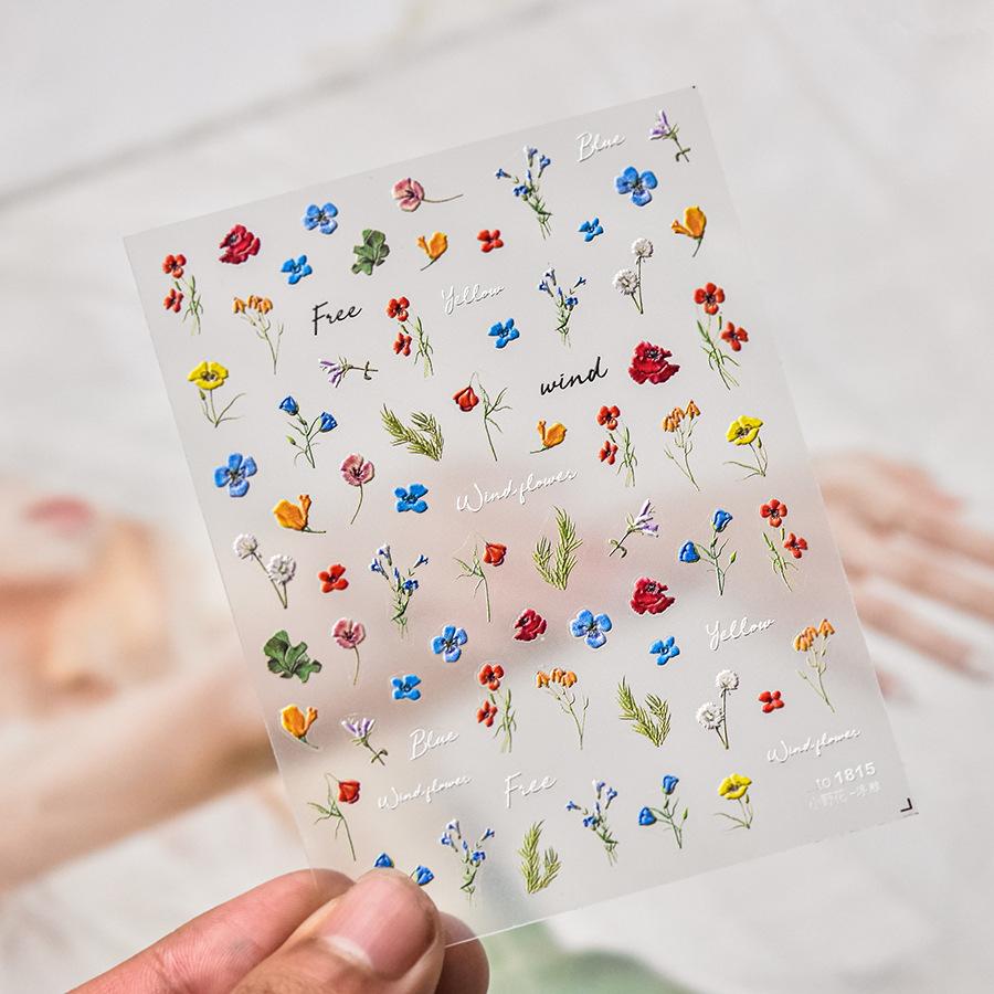 Рельефные маленькие полевые цветы наклейки для ногтей DIY производство креативные — фото 8