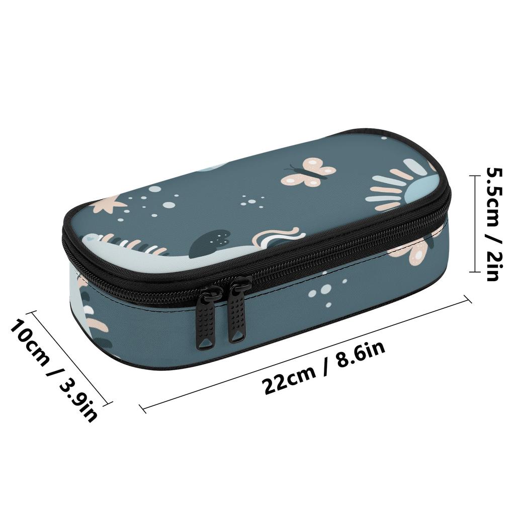 Pen Case Compact Shape Durable 300D Polyester Smooth Zipper with Mesh Pocket Removable Divider and Pen Slots for Boys Girls
