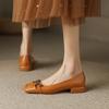 Ladies Shoes Retro Square Toe Leather Loafers for Women 2024 New Spring Fashion Elegant Metal Buckle Female Pumps Zapatos Mujer