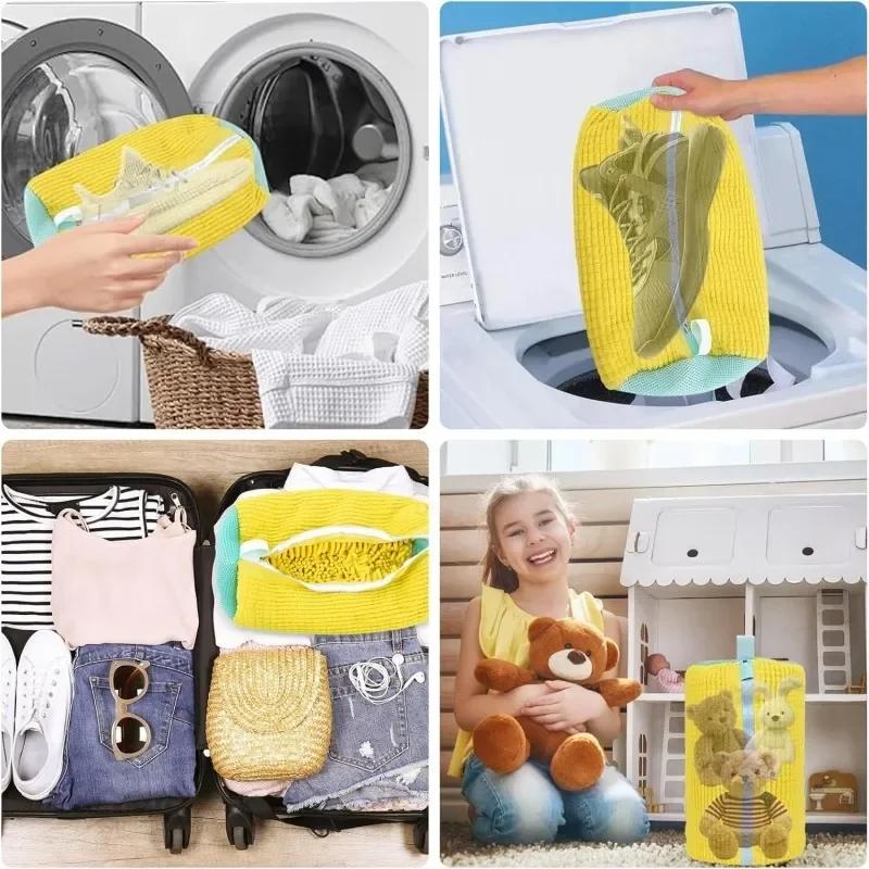 Durable Shoe Washing Machine Bag with Fluff Interior Noise Reduction Resilient Protects Shoes Cleaner Soft Fabric Construction