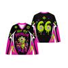 Monster Graphic V‑Neck Long Sleeve Jersey Pink Green Drip Eyeball Full Punk Streetwear Unisex Polyester Top