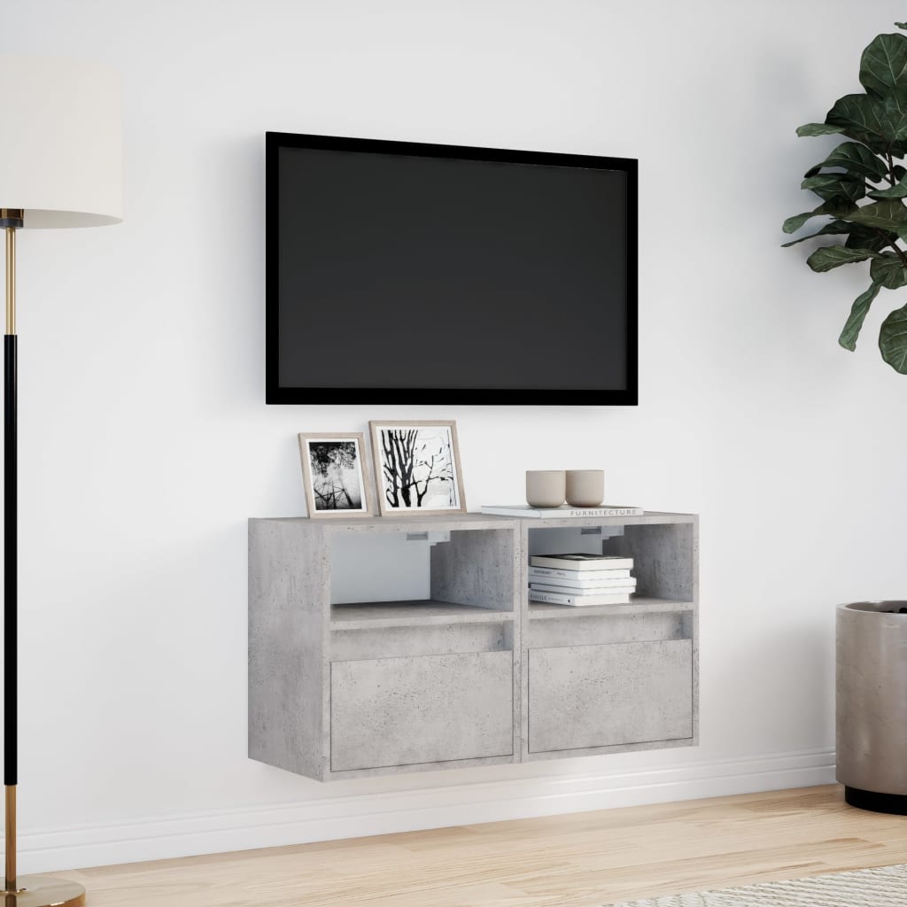 TV Wall Cabinets with LED Lighting 2 pcs Concrete Grey 41 x 31 x 45 cm