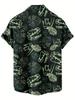 [Gedrucktes Design – Nicht strukturiert] Dinosaurier-Fossilienmuster-Print Herren Freizeit Persönlichkeit Hip-Hop Party Straße Hawaiianisches Hemd, ein Perfektes Geschenk